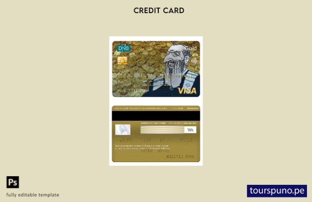 listo para imprimir plantilla de tarjeta dorada visa bancaria DNB de Noruega